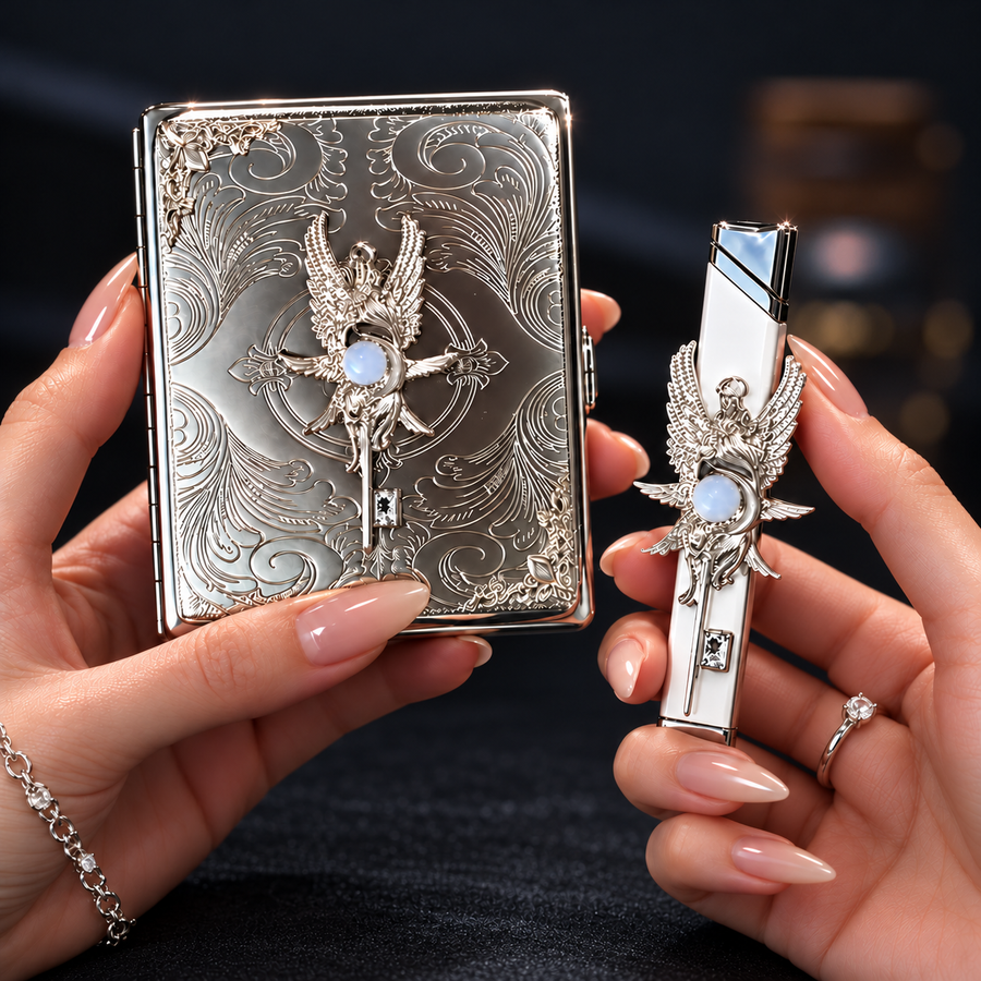 Guardian Angel Ornate Case & Lighter Set