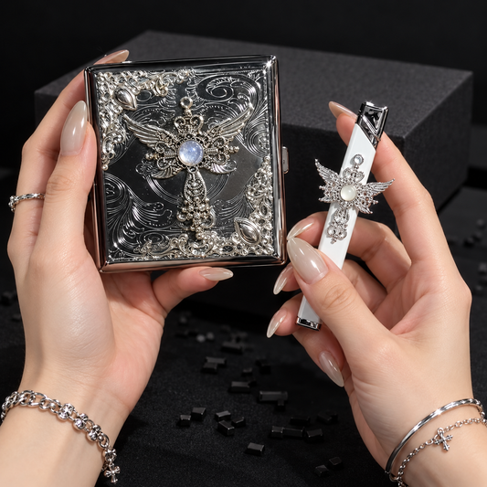Royal Winged Cross Case & Lighter Set