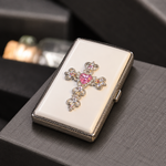 Angel Wings Pink Heart Cross Case & Lighter Set